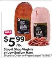 Stop & Shop Virginia or Low Sodium Ham