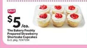 The Bakery Freshly Prepared Strawberry Shortcake Cupcakes