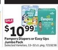 Pampers Diapers or Easy Ups Jumbo Pack