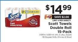 Scott Towels Double Roll 15-Pack