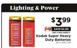 Kodak Super Heavy Duty Batteries