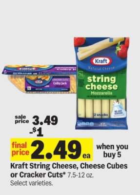 Kraft String Cheese, Cheese Cubes or Cracker Cuts