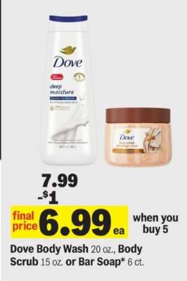 Dove Body Wash, Body Scrub or Bar Soap