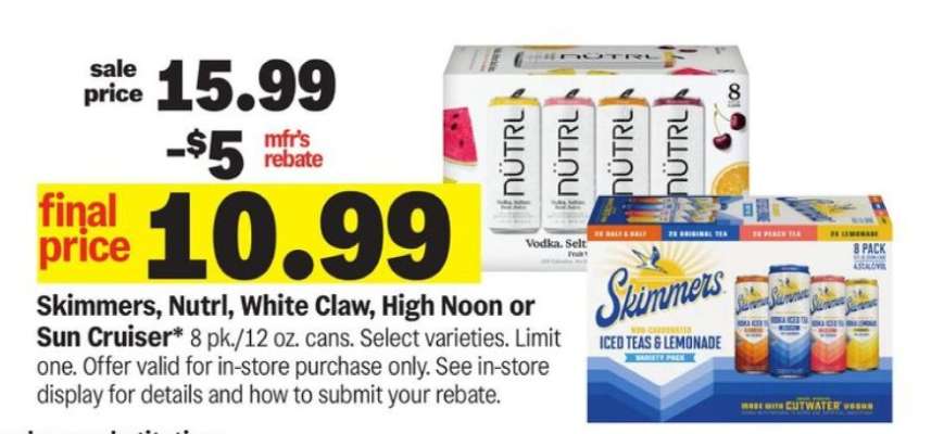 Skimmers, Nutrl, White Claw, High Noon or Sun Cruiser