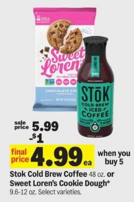 Stok Cold Brew Coffee or Sweet Loren’s Cookie Dough