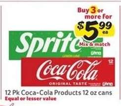 12 Pk Coca-Cola Products 12 oz cans