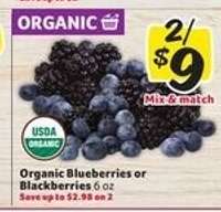 Organic Blueberries or Blackberries