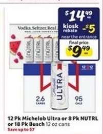 12 Pk Michelob Ultra or 8 Pk NUTRL or 18 Pk Busch