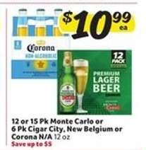 Monte Carlo, Cigar City, New Belgium or Corona N/A