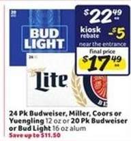 Budweiser, Miller, Coors, Yuengling, Bud Light
