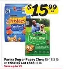 Purina Dog or Puppy Chow or Friskies Cat Food