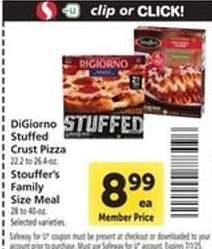 DiGiorno Stuffed Crust Pizza / Stouffer's Family Size Meal