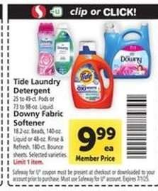 Tide Laundry Detergent / Downy Fabric Softener