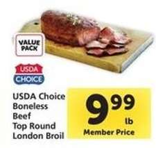 USDA Choice Boneless Beef Top Round London Broil