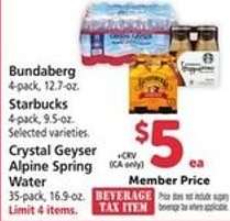 Bundaberg, Starbucks, Crystal Geyser Alpine Spring Water