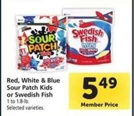 Red, White & Blue Sour Patch Kids or Swedish Fish