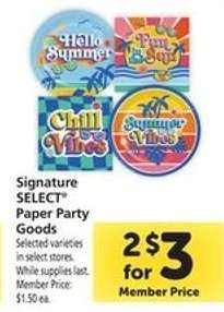 Signature Select Paper Party Goods