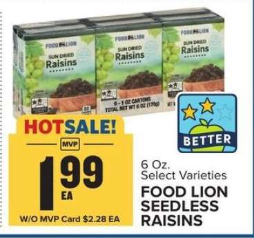 FOOD LION SEEDLESS RAISINS