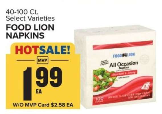 FOOD LION NAPKINS