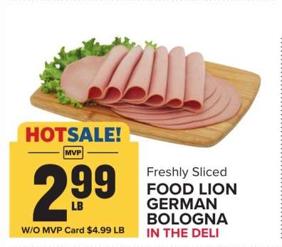 FOOD LION GERMAN BOLOGNA
