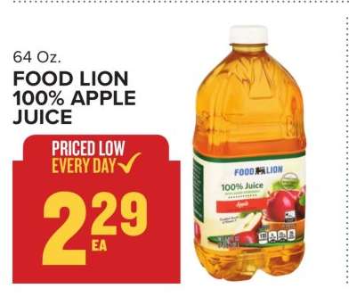 FOOD LION 100% APPLE JUICE