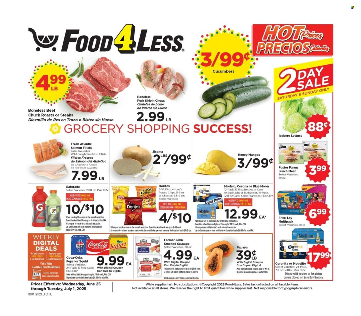 Food 4 Less ad - 06/25/2025 - 07/01/2025. Page 1