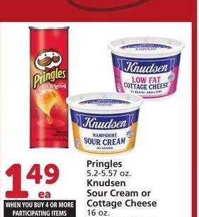 Pringles 5.2-5.57 oz. Knudsen Sour Cream or Cottage Cheese 16 oz. - Selected varieties
Single Member Price: $2.99

Mix or match on four or more participating items in a single transaction. With Membership where applicable.