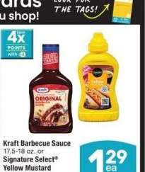 Kraft Barbecue Sauce 17.5-18 oz. or Signature Select® Yellow Mustard 8 oz. - Select Varieties