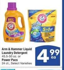 Arm & Hammer Liquid Laundry Detergent 45.5-50 oz. or Power Pacs 24 ct. - Select Varieties