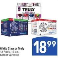 White Claw or Truly* - 12 Pack, 12 oz., Select Varieties
