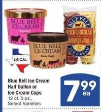 Blue Bell Ice Cream Half Gallon or Ice Cream Cups 12 ct. 3 oz. - Select Varieties