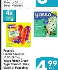 Popsicle Frozen Novelties 10.96-29.7 oz., Yasso Frozen Greek Yogurt Crunch, Bars, Mochi or Poppables 6.84-14 oz. - Select Varieties