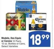 Modelo, Dos Equis or Corona - 12 Pack, 12 oz. Bottles or Cans, Select Varieties