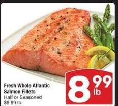 Fresh Whole Atlantic Salmon Fillets - Half or Seasoned $9.99 lb.