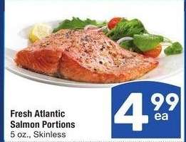 Fresh Atlantic Salmon Portions - 5 oz., Skinless