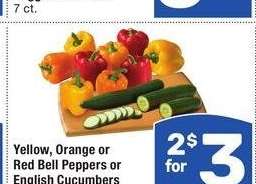 Yellow, Orange or Red Bell Peppers or English Cucumbers