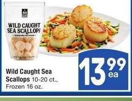 Wild Caught Sea Scallops - 10-20 ct.,
Frozen 16 oz.