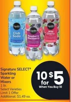 Signature SELECT® Sparkling Water or Mixers - 1 ltr. Select Varieties