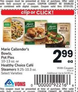 Marie Callender's Bowls, Pot Pies 10-13 oz. or Healthy Choice Café Steamers 9.25-10.3 oz. - Select Varieties