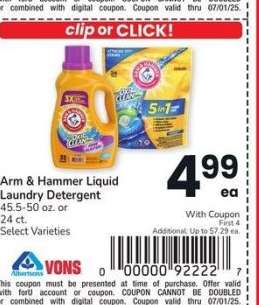 Arm & Hammer Liquid Laundry Detergent - 45.5-50 oz. or 24 ct. Select Varieties
