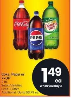 Coke, Pepsi or 7•UP - 2 ltr. Select Varieties