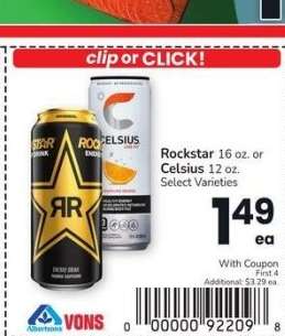 Rockstar, 16 oz. or Celsius, 12 oz. - Select Varieties