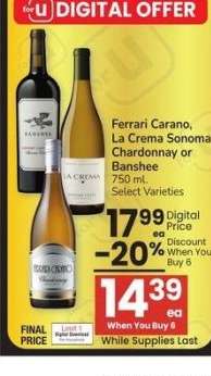 Ferrari Carano, La Crema Sonoma Chardonnay or Banshee - 750 ml. Select Varieties
