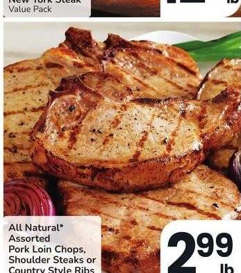 All Natural* Assorted Pork Loin Chops, Shoulder Steaks or Country Style Ribs - Bone-In, Value Pack