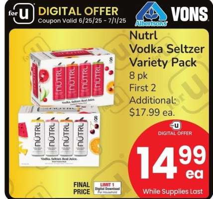 Nutrl Vodka Seltzer Variety Pack - 8 pk
