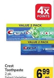 Crest Toothpaste - 2 pk. Select Varieties