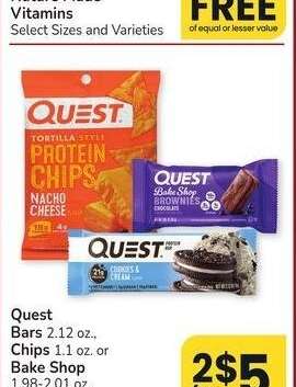Quest Bars 2.12 oz., Chips 1.1 oz. or Bake Shop 1.98-2.01 oz. - Select Varieties