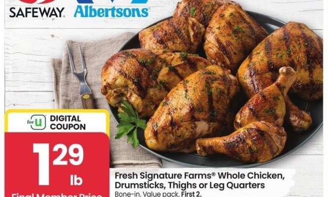 Signature Farms® Whole Chicken, Drumsticks, Thighs or Leg Quarters - Bone-in. Value pack.