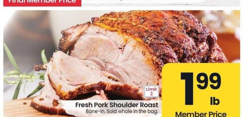 Fresh Pork Shoulder Roast - Bone - in. Sold whole in the bag