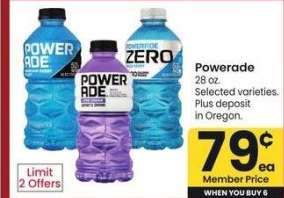 Powerade - 28 oz. 
Selected varieties.